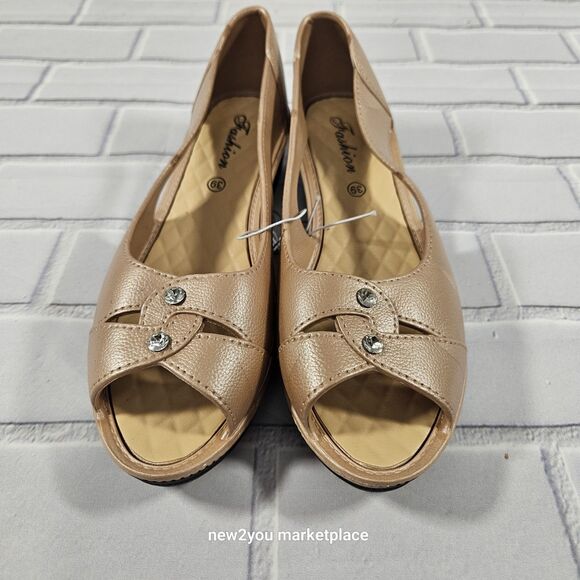 Athlefit women's wedge sandals Brown and tan and white size 6.5 - Picture 5 of 7